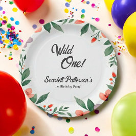 Eleganter Rustikaler Blumengarten Sommer 1. Geburt Pappteller