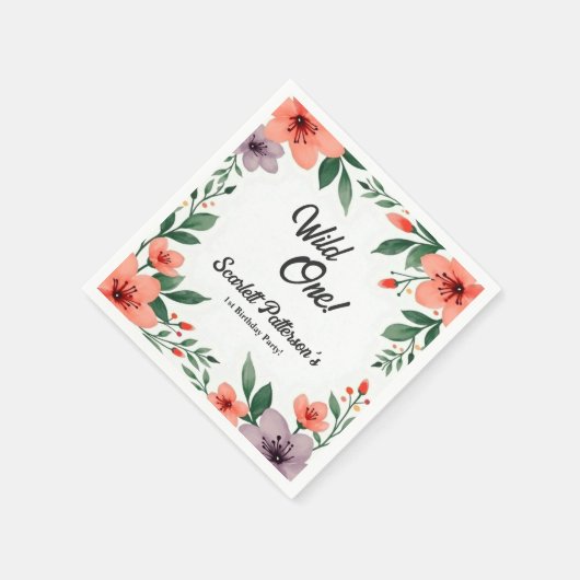 Eleganter Rustikaler Blumengarten Sommer 1. Geburt Serviette (Ecke)