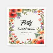 Eleganter Rustikaler Blumengarten Sommer 40. Gebur Serviette (Vorderseite)