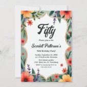 Eleganter Rustikaler Blumengarten Sommer 50. Gebur Einladung (Vorderseite)