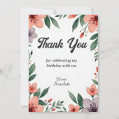 Eleganter Rustikaler Blumengarten Sommer Geburtsta Dankeskarte (Vorderseite)