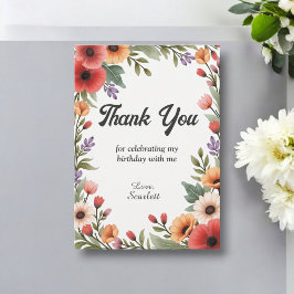 Eleganter Rustikaler Blumengarten Sommer Geburtsta Dankeskarte