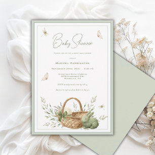 Eleganter Rustikaler Blumenkorb Baby Shower Einladung