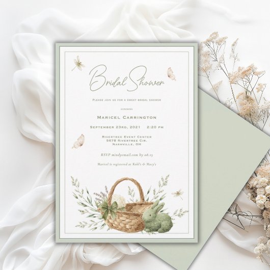 Eleganter Rustikaler Blumenstrauß Brautparty Einladung