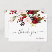 Eleganter Rustikaler Blütenstaub Burgund Blush Dankeskarte (Vorne/Hinten)