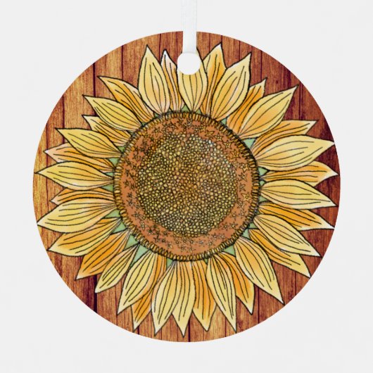 Eleganter Rustikaler Boho Kunstbauernhof Gelbe Son Ornament Aus Metall (Vorderseite)