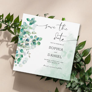 Eleganter Rustikaler Botanischer Eukalyptus Blätte Save The Date