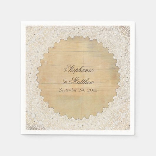Eleganter rustikaler Empfang Dekor Vintage Spitze Serviette (Vorderseite)