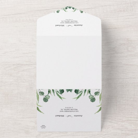 Eleganter rustikaler Eukalyptus Verlasse Grüne Hoc All In One Einladung (Außenbereich)