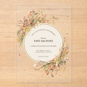 Eleganter Rustikaler Fall Beige Save the Date Acryleinladungen (Vorderseite)