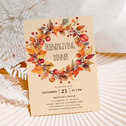 Eleganter Rustikaler Fall Erntedank Freundlichkeit Einladung