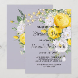 Eleganter Rustikaler Geburtstag der gelben Blüte Einladung