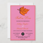 Eleganter rustikaler Herbst hinterlässt rosa Hochz Einladung (Vorderseite)