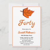 Eleganter Rustikaler Herbstausgang 40. Geburtstag Einladung (Vorderseite)