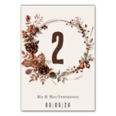 Eleganter rustikaler Herbstkranz Tischnummer (Rückseite)