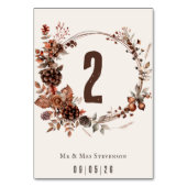 Eleganter rustikaler Herbstkranz Tischnummer (Vorderseite)