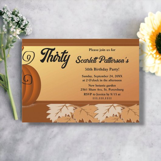 Eleganter Rustikaler Herbstlaub Herbst 30. Geburts Einladung