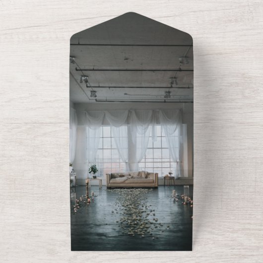 Eleganter Rustikaler Hochzeitsplatz Fall Blumenzeh All In One Einladung (Außenbereich)