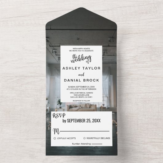 Eleganter Rustikaler Hochzeitsplatz Fall Blumenzeh All In One Einladung (Innen Boden)