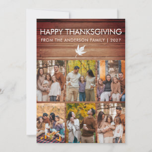 Eleganter Rustikaler Holz Happy Thanksgiving 6 Fot Feiertagskarte