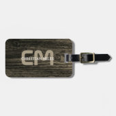 Eleganter rustikaler Holzname mit Monogramm Name P Gepäckanhänger (Vorderseite horizontal)
