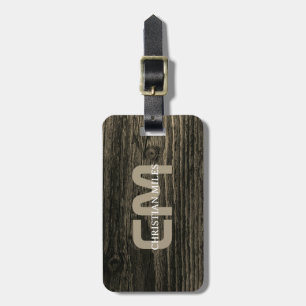 Eleganter rustikaler Holzname mit Monogramm Name P Gepäckanhänger