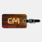 Eleganter rustikaler Holzname mit Monogramm Name P Gepäckanhänger (Vorderseite horizontal)