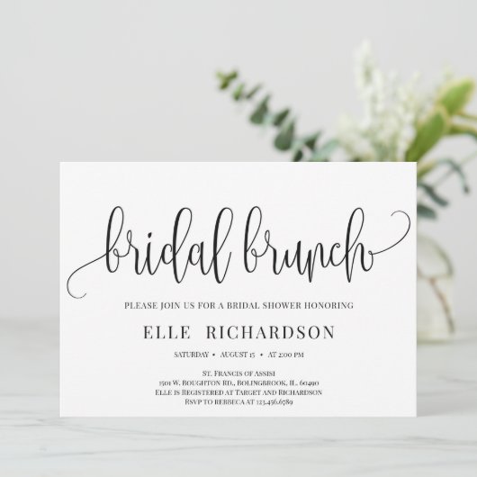 Eleganter rustikaler Kalligraphiebrief Einladung (Stehend Vorderseite)