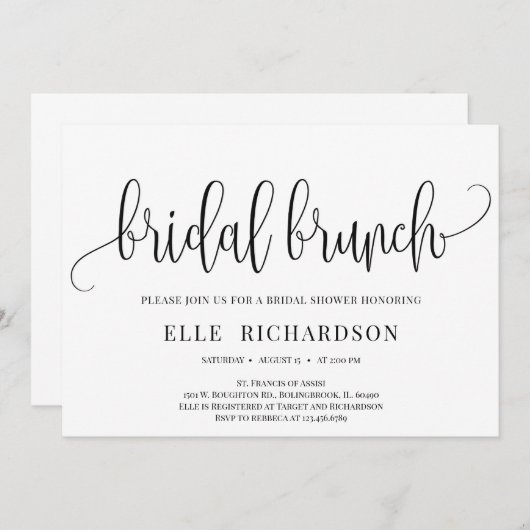 Eleganter rustikaler Kalligraphiebrief Einladung (Vorne/Hinten)