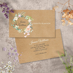 Eleganter Rustikaler Kraft Boho Rosen Girlande Blu Visitenkarte