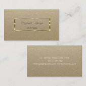 Eleganter rustikaler, Kraft-, Gold-Rahmen Visitenkarte (Vorne/Hinten)