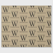 Eleganter, rustikaler Kraft Mit Monogramm Name Geschenkpapier (Flach)