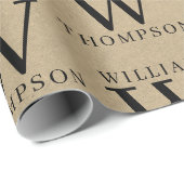 Eleganter, rustikaler Kraft Mit Monogramm Name Geschenkpapier (Rolleneckpunkt)