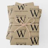 Eleganter, rustikaler Kraft Mit Monogramm Name Geschenkpapier Set (Beispiel)