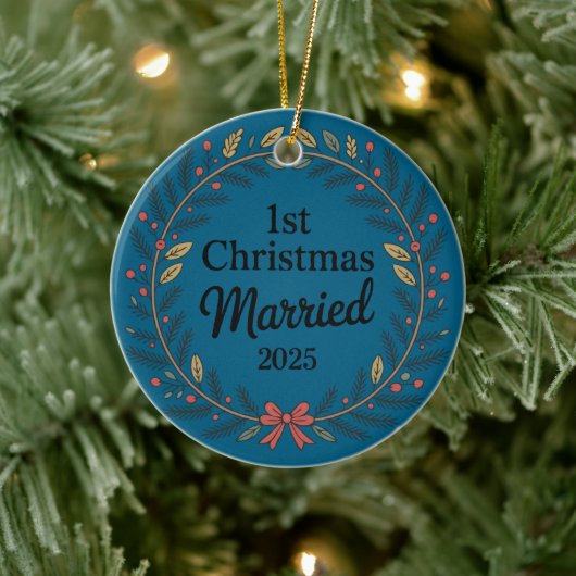 Eleganter Rustikaler Kranz | 1. Weihnachten Verhei Keramik Ornament (Baum)