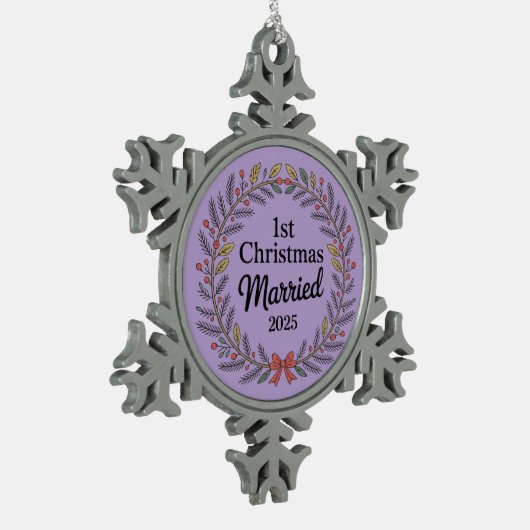 Eleganter Rustikaler Kranz | 1. Weihnachten Verhei Schneeflocken Zinn-Ornament (Links)