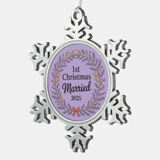 Eleganter Rustikaler Kranz | 1. Weihnachten Verhei Schneeflocken Zinn-Ornament (Rechts)