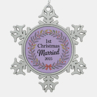 Eleganter Rustikaler Kranz | 1. Weihnachten Verhei Schneeflocken Zinn-Ornament