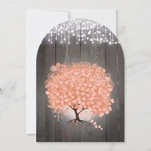 Eleganter Rustikaler Luxe Coral Forest Herzleaf Tr Einladung (Rückseite)