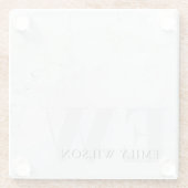 Eleganter Rustikaler Marmorstein Ivory Gray Monogr Glasuntersetzer (Rückseite)