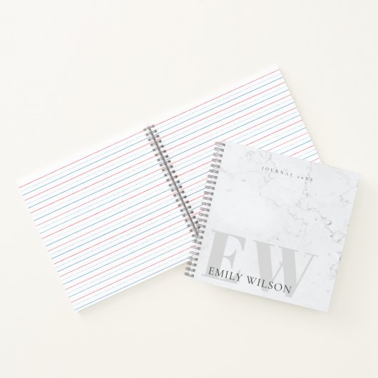 Eleganter Rustikaler Marmorstein Ivory Gray Monogr Notizblock (Innenseite)