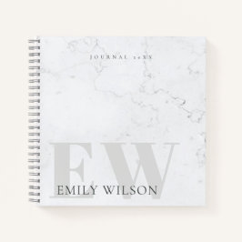 Eleganter Rustikaler Marmorstein Ivory Gray Monogr Notizblock