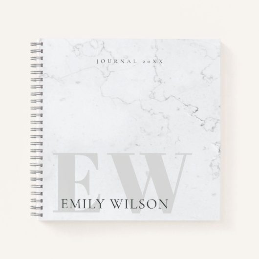 Eleganter Rustikaler Marmorstein Ivory Gray Monogr Notizblock (Vorderseite)