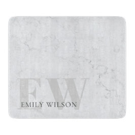 Eleganter, rustikaler Marmorstone Gray Monogram Na Schneidebrett