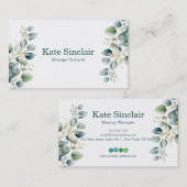 Eleganter Rustikaler Minimal Grüne Massage Therapi Visitenkarte (Vorne/Hinten)
