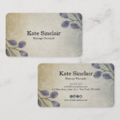 Eleganter Rustikaler Minimal Grüne Massage Therapi Visitenkarte (Vorne/Hinten)