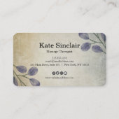 Eleganter Rustikaler Minimal Grüne Massage Therapi Visitenkarte (Rückseite)