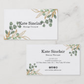 Eleganter Rustikaler Minimal Grüne Massage Therapi Visitenkarte (Vorne/Hinten)