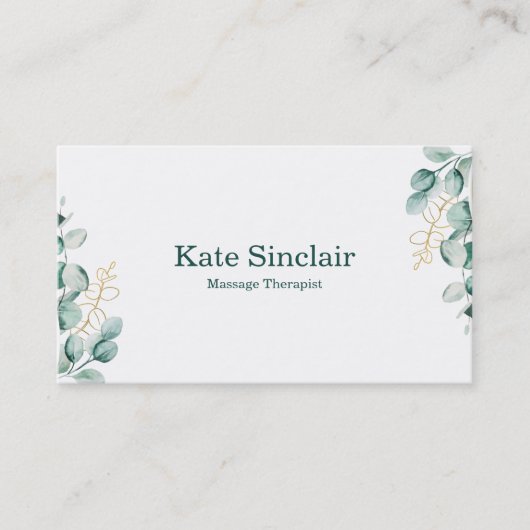 Eleganter Rustikaler Minimal Grüne Massage Therapi Visitenkarte (Vorderseite)