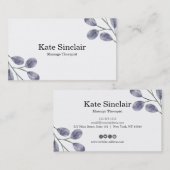 Eleganter Rustikaler Minimal Grüne Massage Therapi Visitenkarte (Vorne/Hinten)